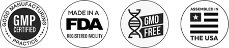 GMP Certified, FDA Registered Facility, GMO Free, Assembled in the USA